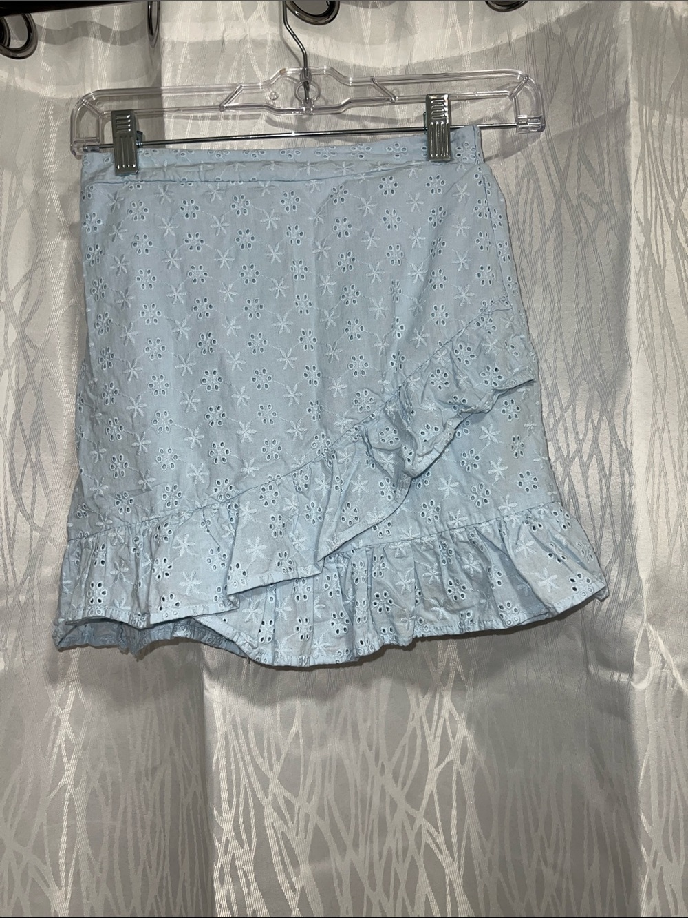 Primark Light Blue Eyelet Ruffle Mini Skirt